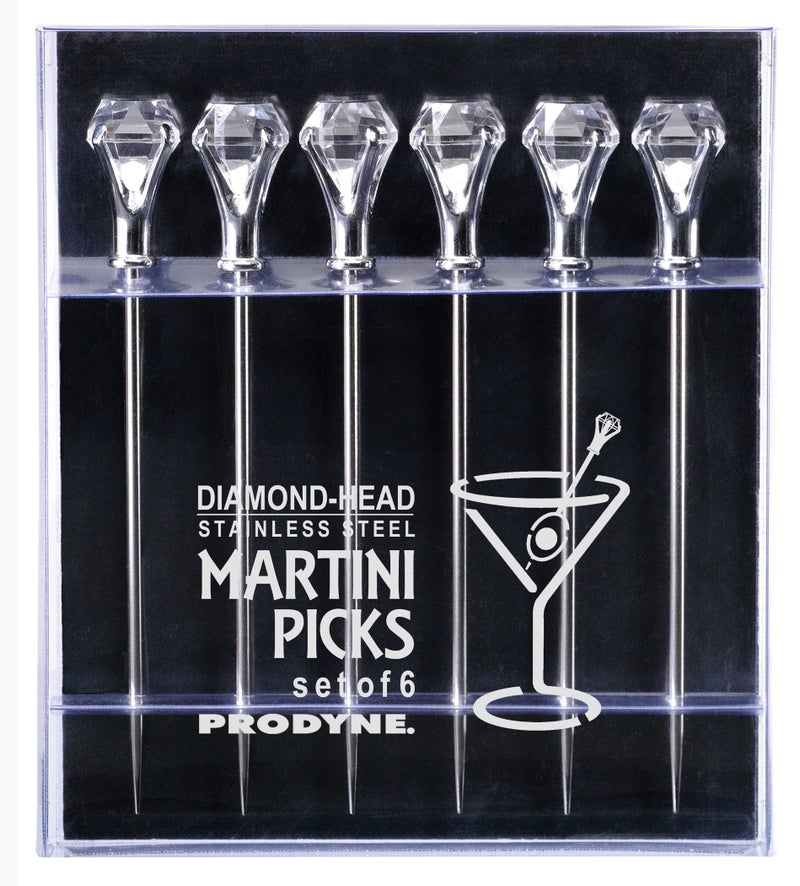 Prodyne Diamond Head Martini Picks, Set of 6, Clear - Image 3